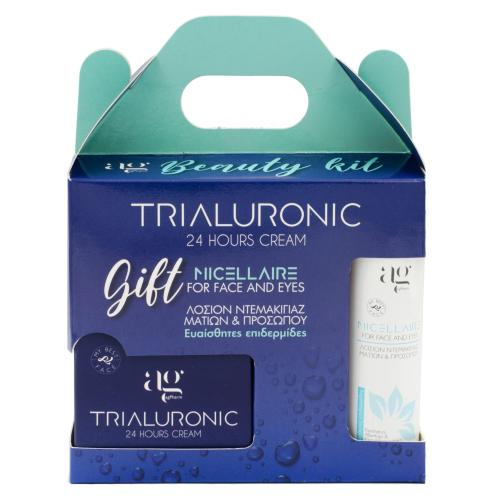 AgPharm Beauty Kit Trialuronic 24h Cream Κρέμα Προσώπου με Τριπλό Υαλουρονικό Οξύ 50ml & Δώρο Micellaire Λοσιόν Ντεμακιγιάζ για Ευαίσθητες Επιδερμίδες 100ml